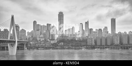 Photo noir et blanc de la ville de Chongqing, Chine. Banque D'Images