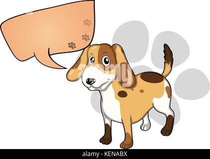 Illustration d'un chiot avec une légende rectangulaire vide sur un fond blanc Illustration de Vecteur