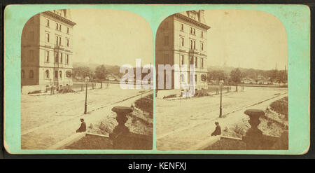 Vue sur jardin public et commun de Newbury St, par John B. Heywood Banque D'Images