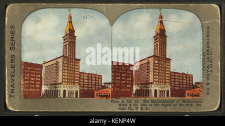 Le establilshment du Montgomery Ward & Co., l'un des monuments de la ville, Chicago, Illinois, Etats-Unis, à partir de Robert N. Dennis collection de vues stéréoscopiques Banque D'Images