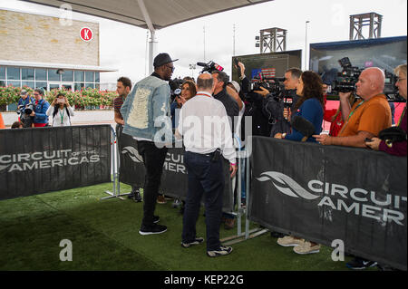 Austin, Texas, États-Unis. 22 octobre, 2017. Usain Bolt médias entrevue à l'United States Grand Prix, circuit of the Americas à Austin, Texas. Mario Cantu/CSM/Alamy Live News/Alamy Live News Banque D'Images