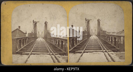Railroad, haut de Suspension Bridge, les chutes du Niagara, à partir de Robert N. Dennis collection de vues stéréoscopiques Banque D'Images