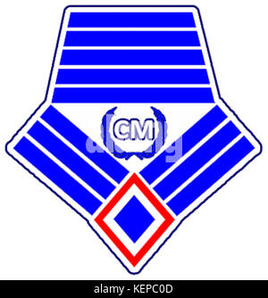 Cet insigne de grade représente le sergent-chef de l'armée de l'air philippine, désigné comme sergent-major, indiquant un poste de sous-officier supérieur. Banque D'Images