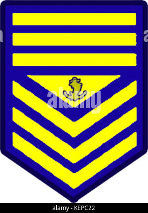 L'insigne de rang de premier maître de la Garde côtière philippine représente un grade de rang supérieur dans le service. Il est utilisé pour désigner le leadership, la responsabilité et l'expertise dans les opérations maritimes. Banque D'Images