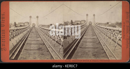 Pont suspendu de Niagara Le chemin de fer (américains), à partir de Robert N. Dennis collection de vues stéréoscopiques Banque D'Images