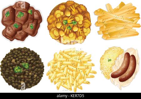 Illustration des différents groupes d'aliments sur un fond blanc Illustration de Vecteur