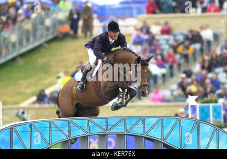 Les Jeux olympiques de Sydney, de septembre 2000, Philippe Rozier (FRA) équitation Barbarian Banque D'Images