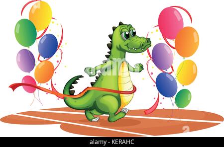 Illustration d'un crocodile de marcher entre les ballons sur un fond blanc Illustration de Vecteur