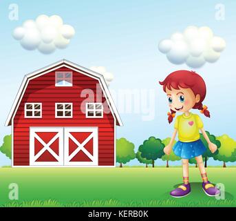 Illustration d'une petite fille dans la grange Illustration de Vecteur