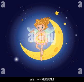 Illustration d'un conte le ciel près de la lune Illustration de Vecteur