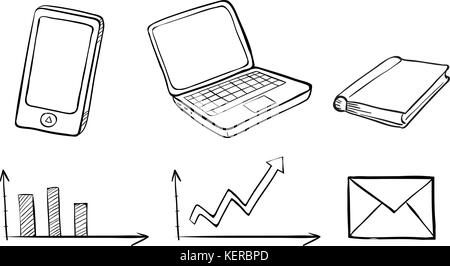 Illustration d'un jeu de l'autre doodle gadgets sur un fond blanc Illustration de Vecteur