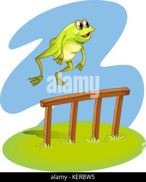 Illustration d'un saut de grenouille verte sur un fond blanc Illustration de Vecteur