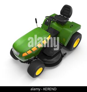 Tracteur à pelouse sur blanc. 3d illustration. Banque D'Images