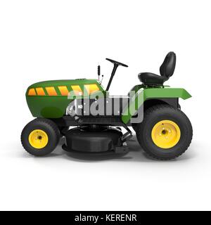 Tracteur à pelouse sur blanc. 3d illustration. Banque D'Images