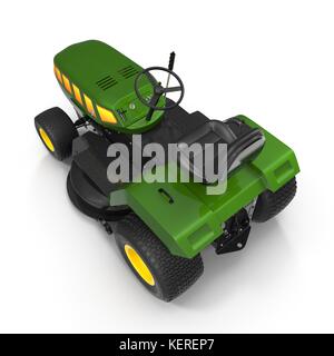 Tracteur à pelouse sur blanc. 3d illustration. Banque D'Images