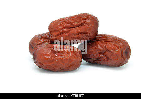 Fruits séchés jujube isolé sur fond blanc Banque D'Images