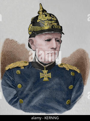 Helmuth von Moltke l'ancien (1800-1891), le maréchal allemand.. chef d'état-major de l'armée prussienne. gravure, nuestro siglo, 1883, Barcelone, Espagne. Banque D'Images