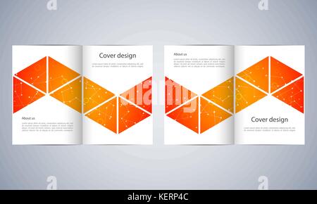 Bi-fold brochure business modèle avec fond abstrait. Graphiques et géométriques lignes connectées par des points. Scientifiques, technologiques et médicaux concept. Vector illustration Illustration de Vecteur