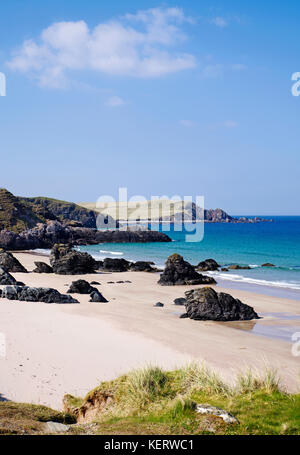 Belle plage de Sangomore (également appelé le sango Sands),à Durness, Sutherland, sur la côte nord 500 route touristique, Northern Highlands, Ecosse UK Banque D'Images