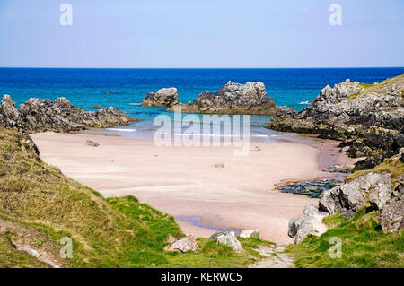 Belle plage de Sangomore (également appelé le sango Sands),à Durness, Sutherland, sur la côte nord 500 route touristique, Northern Highlands, Ecosse UK Banque D'Images