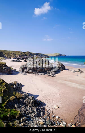 Belle plage de Sangomore (également appelé le sango Sands),à Durness, Sutherland, sur la côte nord 500 route touristique, Northern Highlands, Ecosse UK Banque D'Images