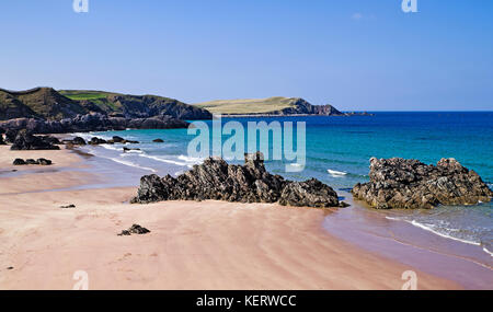 Belle plage de Sangomore (également appelé le sango Sands),à Durness, Sutherland, sur la côte nord 500 route touristique, Northern Highlands, Ecosse UK Banque D'Images