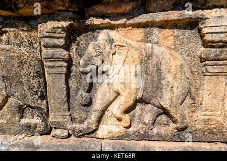 Sculptures d'éléphants de Polonnaruwa au Sri Lanka Banque D'Images