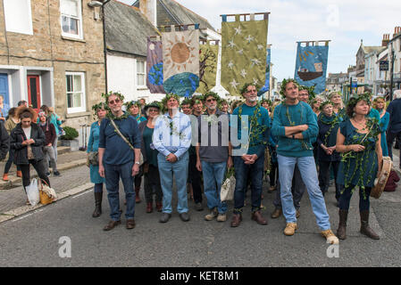 La Mallette des chanteurs dans l'Ordinalia cornique - Mystères effectuées pendant le jour deux Kemeneth Penryn un heritage festival à Cornwall Banque D'Images