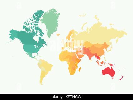 Beaucoup de détails carte du monde avec la couleur. tous les éléments sont seperated dans couches modifiables. vector illustration Illustration de Vecteur