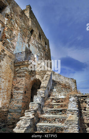 Bisti tower dans Stenies village, dans l'île d'Andros, Grèce Banque D'Images