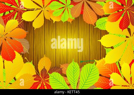 Automne - Feuilles de marronnier - vector background, feuille d'automne de Buckeye, (Aesculus hippocastanum), Illustration de Vecteur