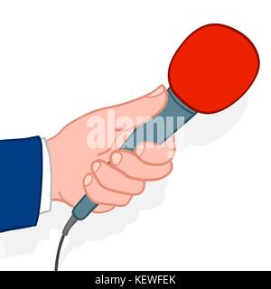 Main tenant un microphone dans un poing, doodle vector illustration Illustration de Vecteur