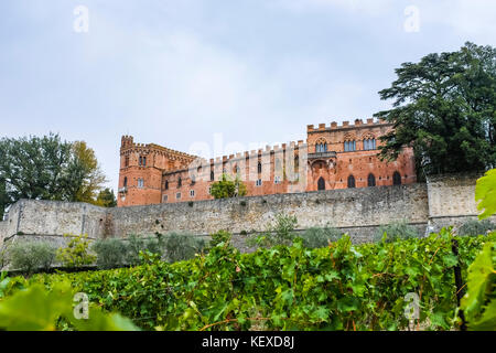 Brolio château et un vignoble dans la région de Toscane en Italie, Europe Banque D'Images