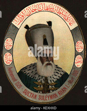 Suleiman le magnifique était le 10e sultan de l'Empire ottoman, connu pour ses conquêtes militaires, ses réformes législatives et ses réalisations culturelles au cours du 16e siècle. Son règne marque le sommet de la puissance et de l'influence de l'Empire ottoman. Banque D'Images