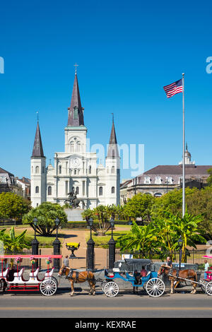 Etats-unis, Louisiane, Nouvelle Orléans, quartier français. Cathédrale Saint Louis sur Jackson Square. Banque D'Images