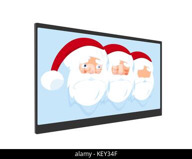 Noël. Le père noël portant un chapeau avec une barbe. Nouvel an illustration tv show. Illustration de Vecteur