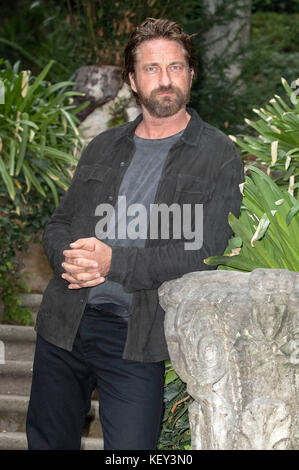 Gerard Butler à la photocall 'Geostorm' à l'Hôtel de Russie le 22 octobre 2017 à Rome, Italie. Banque D'Images