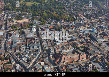 Une vue aérienne du centre d'Ipswich, la ville du comté de Suffolk Banque D'Images