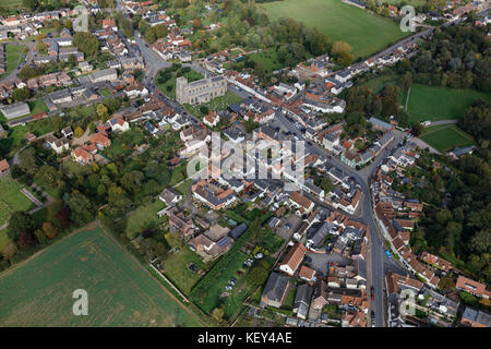 Une vue aérienne du village de Clare Suffolk Banque D'Images