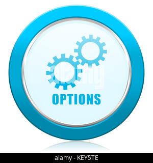 Options icône Web à bordure métallique bleu chrome argent. Bouton rond pour les concepteurs d'applications Internet et de téléphonie mobile. Banque D'Images