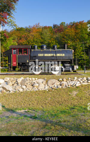 La branche est & Lincoln railroad porter 50 tonnes moteur réservoir selle locomotive sur l'affichage à loon mountain, New Hampshire. Banque D'Images