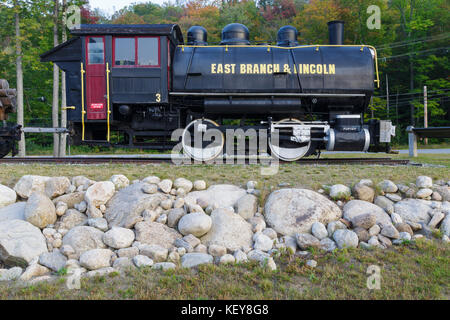 La branche est & Lincoln railroad porter 50 tonnes moteur réservoir selle locomotive sur l'affichage à loon mountain, New Hampshire. Banque D'Images