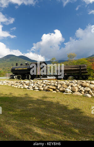 La branche est & Lincoln railroad porter 50 tonnes moteur réservoir selle locomotive sur l'affichage à loon mountain, New Hampshire. Banque D'Images