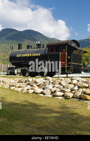 La branche est & Lincoln railroad porter 50 tonnes moteur réservoir selle locomotive sur l'affichage à loon mountain, New Hampshire. Banque D'Images