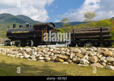 La branche est & Lincoln railroad porter 50 tonnes moteur réservoir selle locomotive sur l'affichage à loon mountain, New Hampshire. Banque D'Images