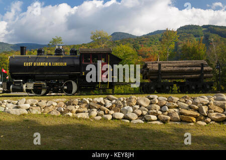 La branche est & Lincoln railroad porter 50 tonnes moteur réservoir selle locomotive sur l'affichage à loon mountain, New Hampshire. Banque D'Images