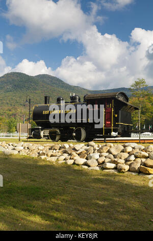 La branche est & Lincoln railroad porter 50 tonnes moteur réservoir selle locomotive sur l'affichage à loon mountain, New Hampshire. Banque D'Images