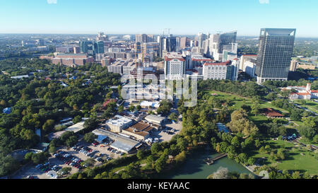 Vue aérienne de Herman park near Medical Center à Houston, Texas Banque D'Images