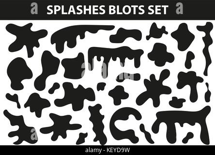 Lieux splash noir. Les gouttes et les taches collection. gouttes de taches. isolé sur fond blanc. éclaboussures blots. vector illustration. Illustration de Vecteur