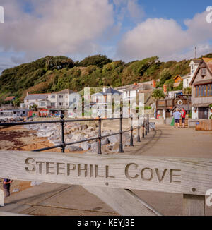 Steephill Cove sur l'île de Wight près de Ventnor. Le Cove est uniquement accessible à pied par les visiteurs. Banque D'Images
